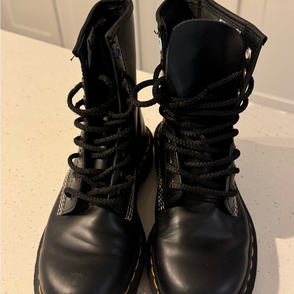 Dr. Martens Black Combat Boots with Pink Eyelets - Picture 13 of 14